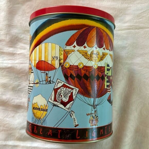 Trails End Gourmet Popcorn Metal Tin Can Canister Flight Air Theme - Picture 1 of 10